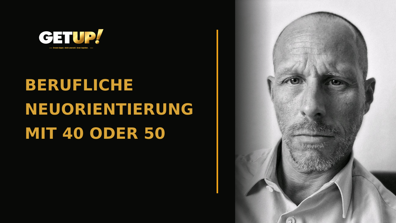 Heiko Matamaru in Schwarzweiß neben dem Titel Berufliche Neuorientierung mit 40 oder 50